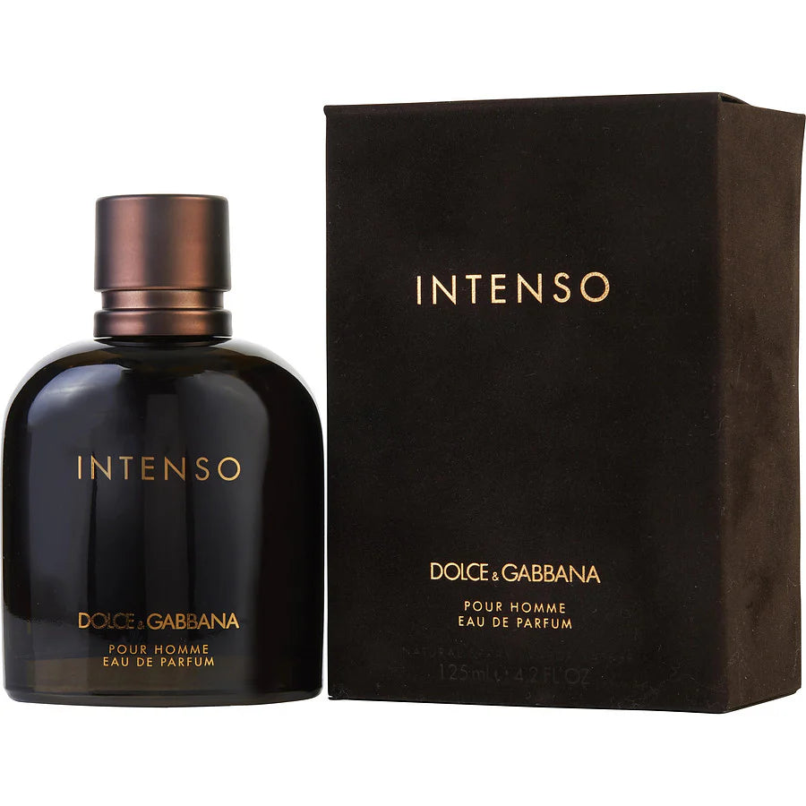 Dolce & Gabbana Intenso perfume bottle and packaging on a white background